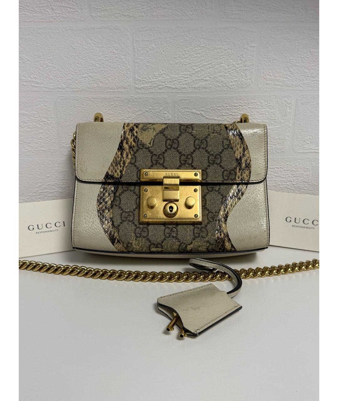 GUCCI Бежевая кожаная сумка через плечо, фото 7