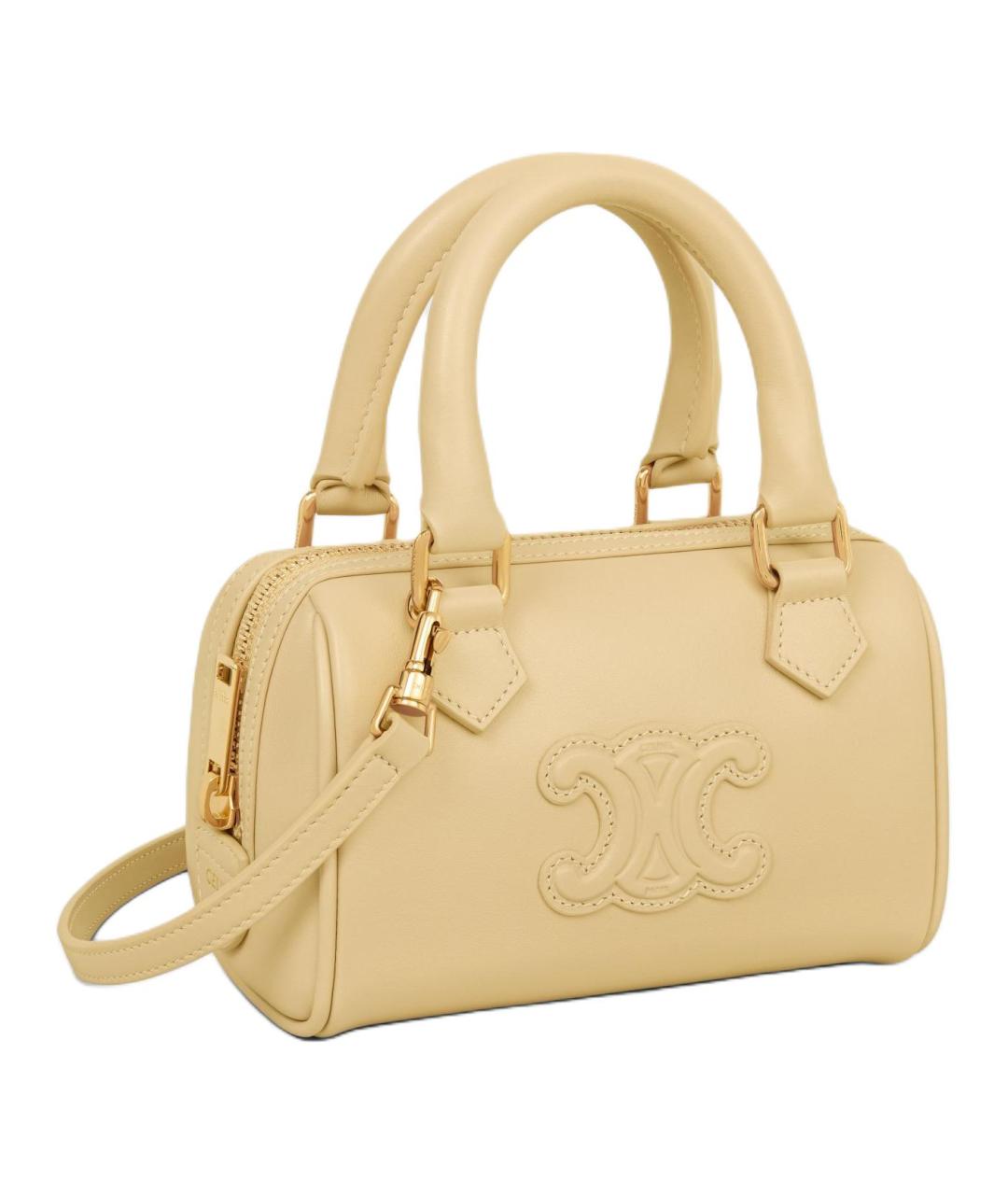 CELINE Желтая кожаная сумка через плечо, фото 2