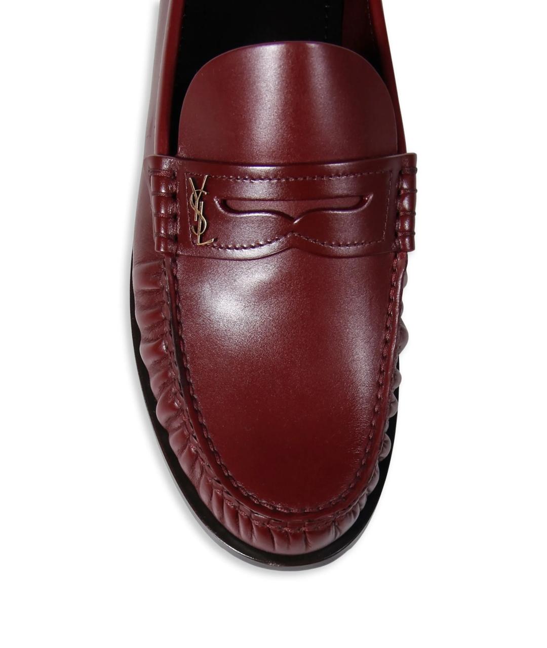 SAINT LAURENT Красные кожаные лоферы, фото 4