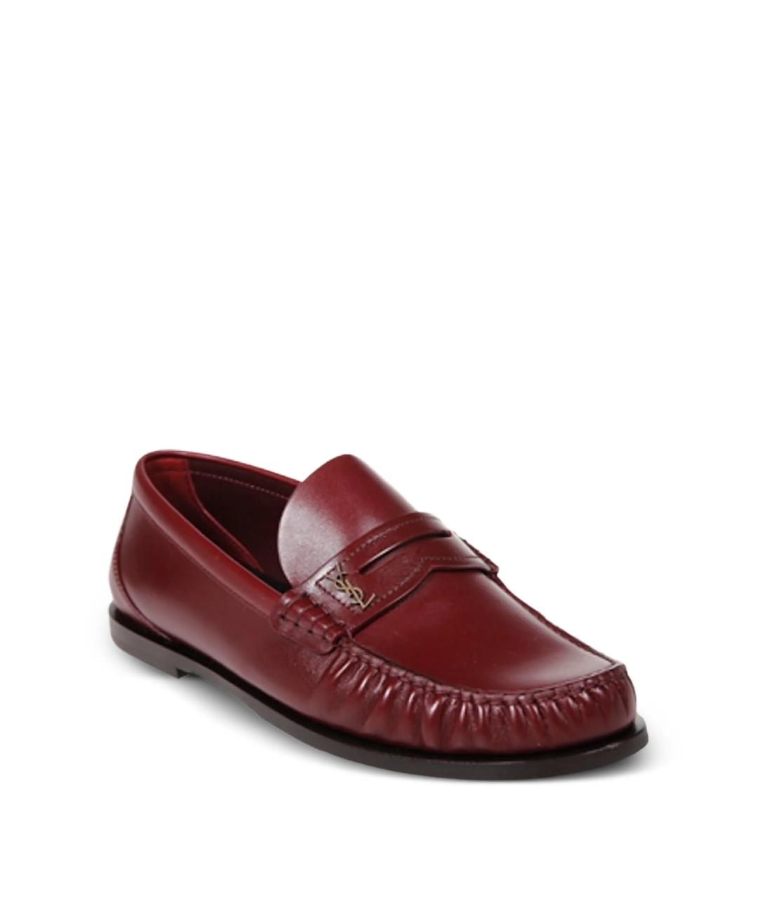 SAINT LAURENT Красные кожаные лоферы, фото 2