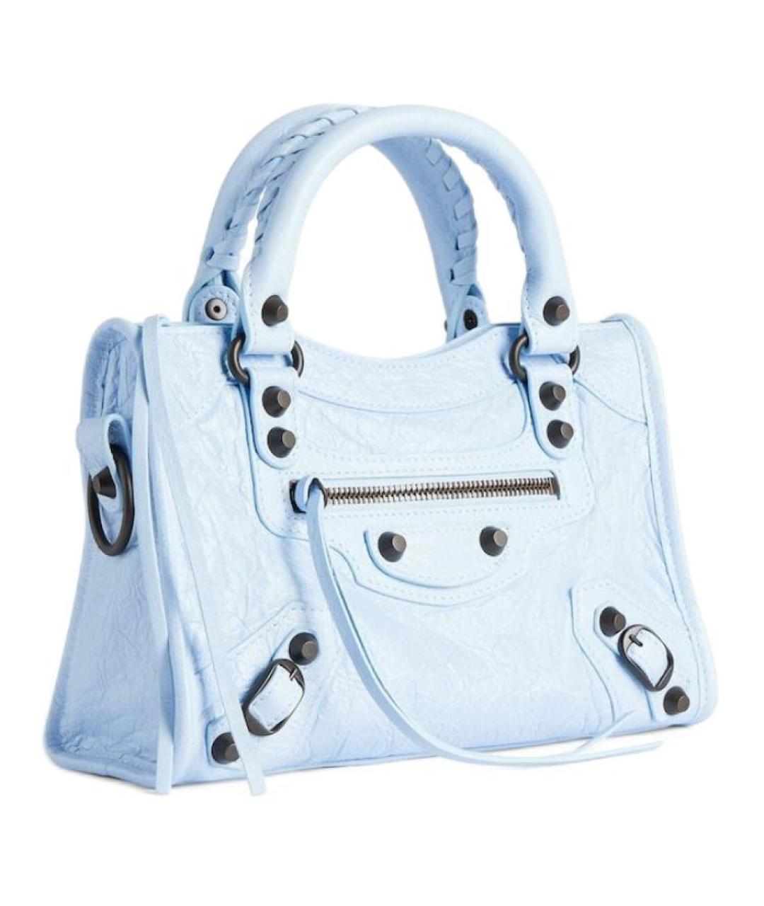 BALENCIAGA Голубая кожаная сумка через плечо, фото 3