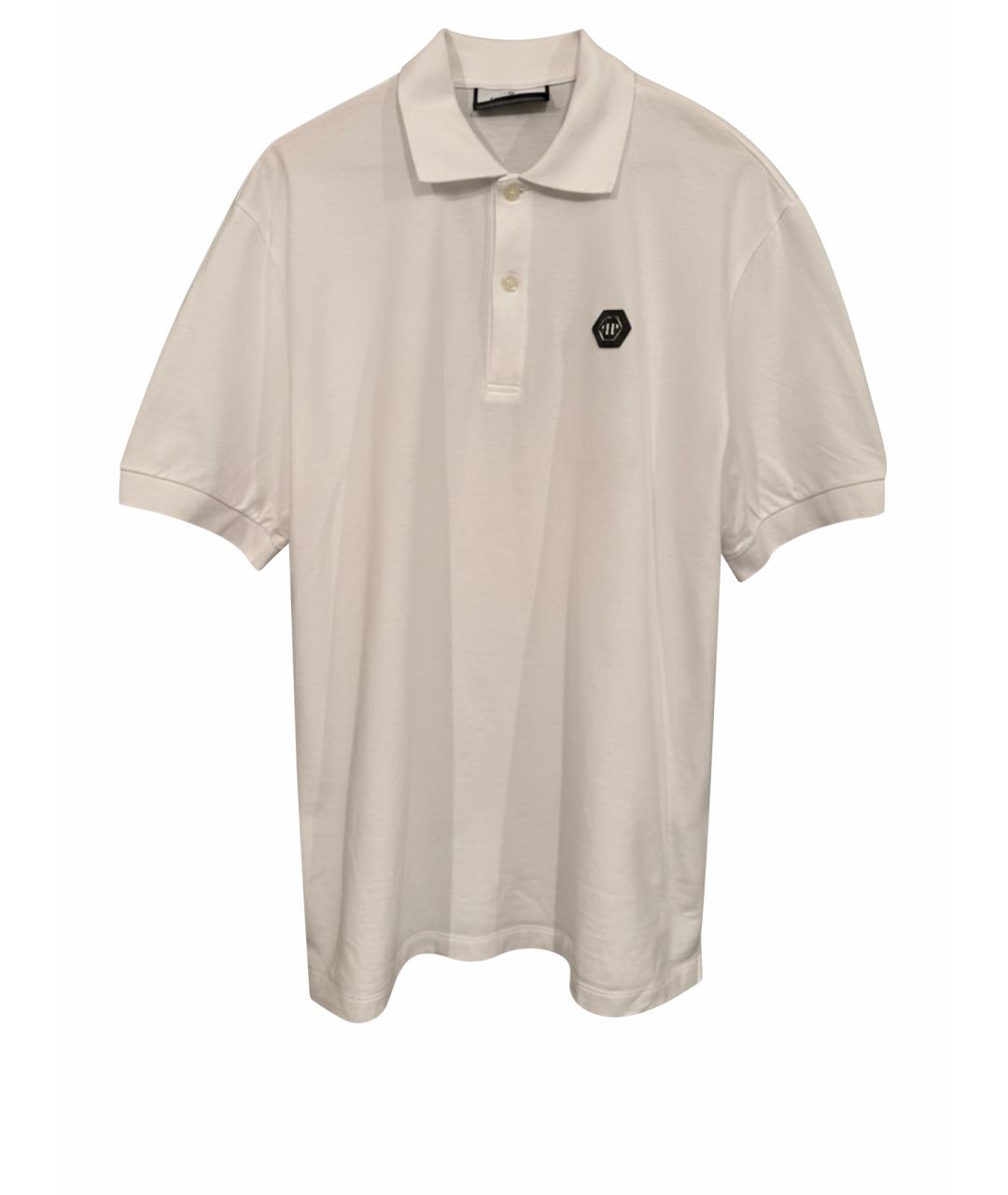 PHILIPP PLEIN Белое хлопковое поло с коротким рукавом, фото 1