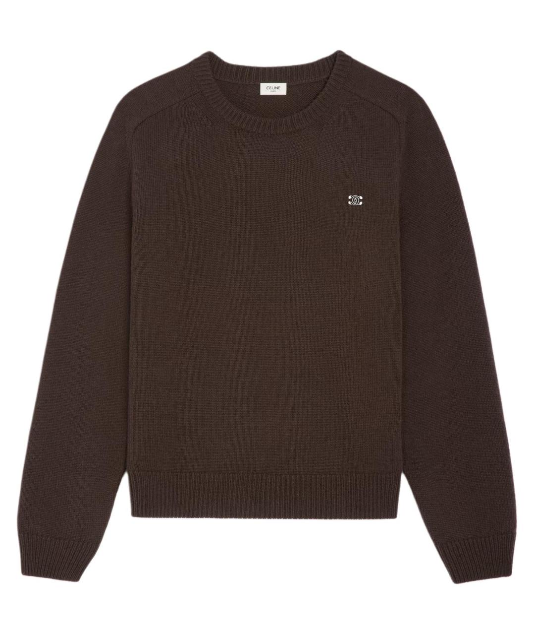 CELINE Коричневый шерстяной джемпер / свитер, фото 1