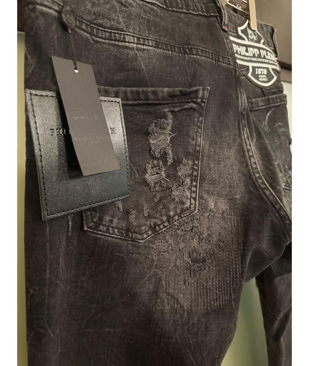 PHILIPP PLEIN Черные хлопко-кашемировые прямые джинсы, фото 5