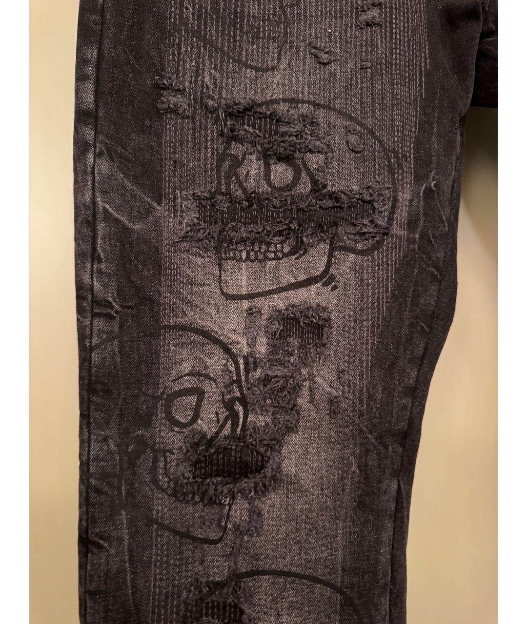 PHILIPP PLEIN Черные хлопко-кашемировые прямые джинсы, фото 3