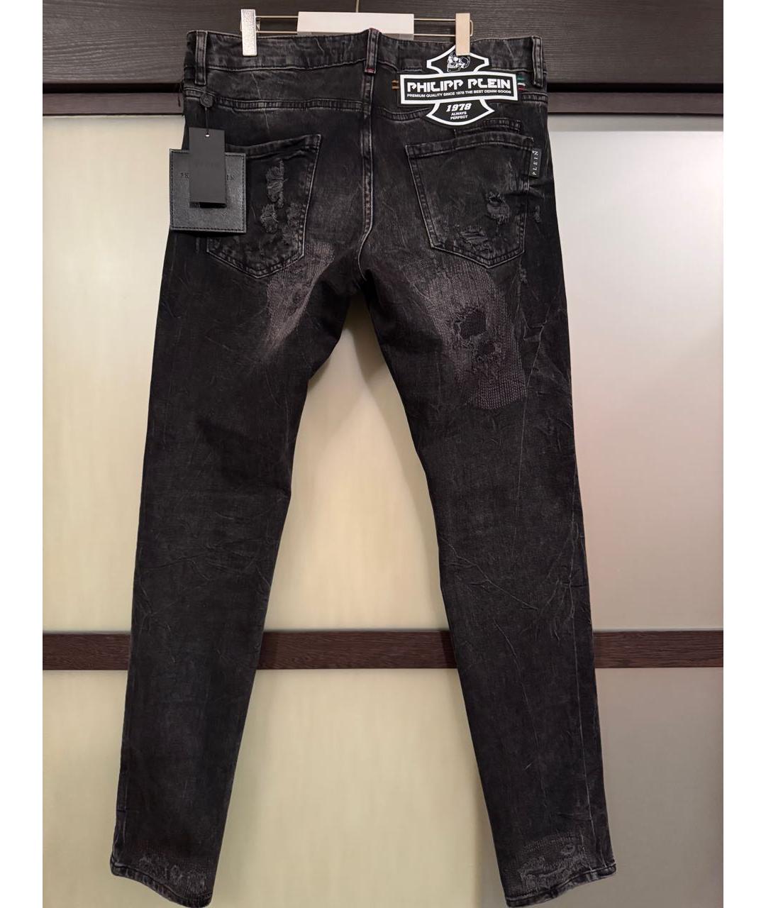 PHILIPP PLEIN Черные хлопко-кашемировые прямые джинсы, фото 7