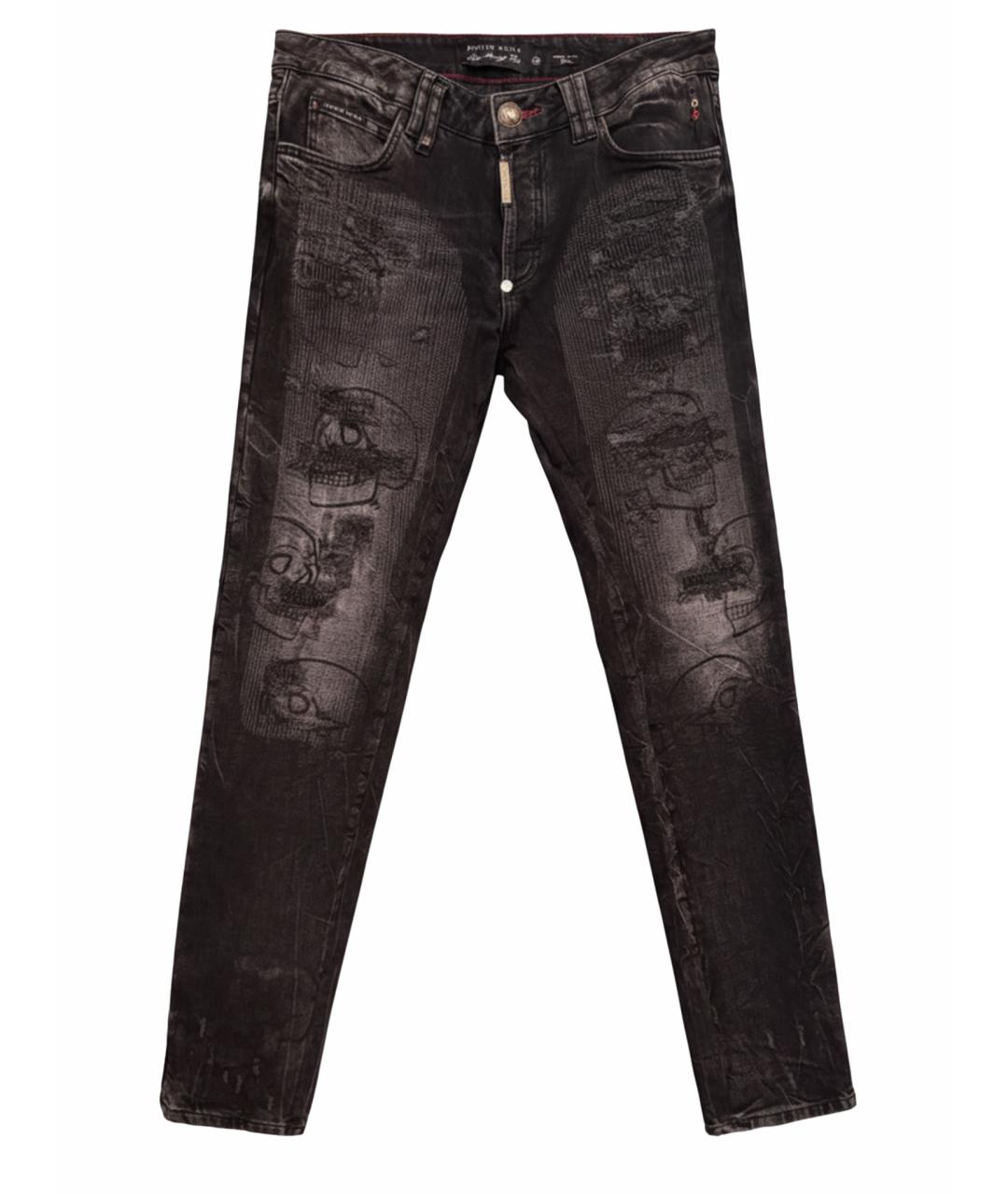 PHILIPP PLEIN Черные хлопко-кашемировые прямые джинсы, фото 9