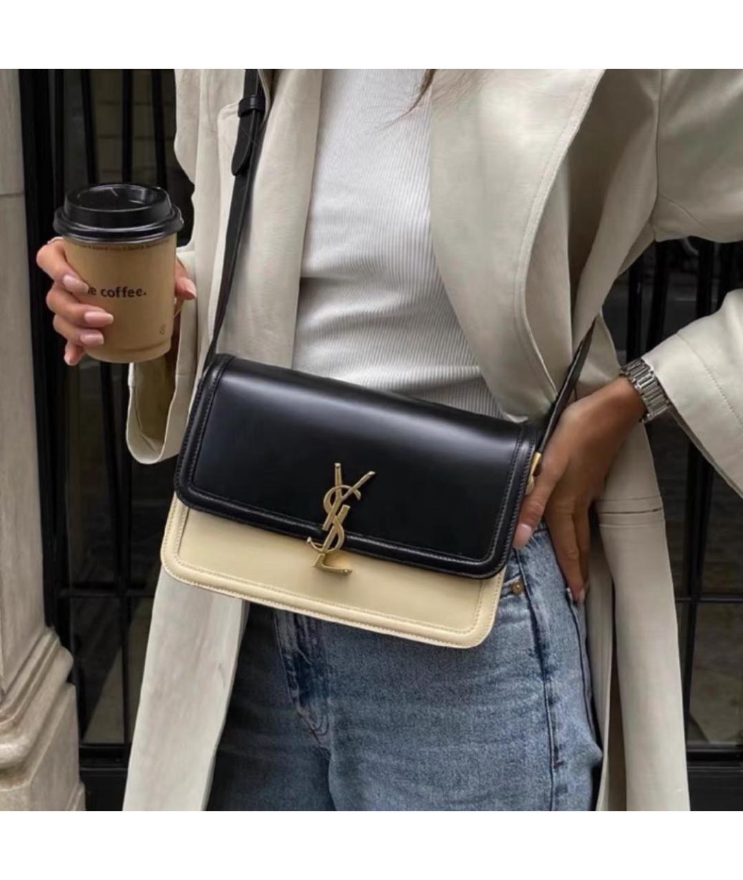 SAINT LAURENT Коричневая кожаная сумка через плечо, фото 2