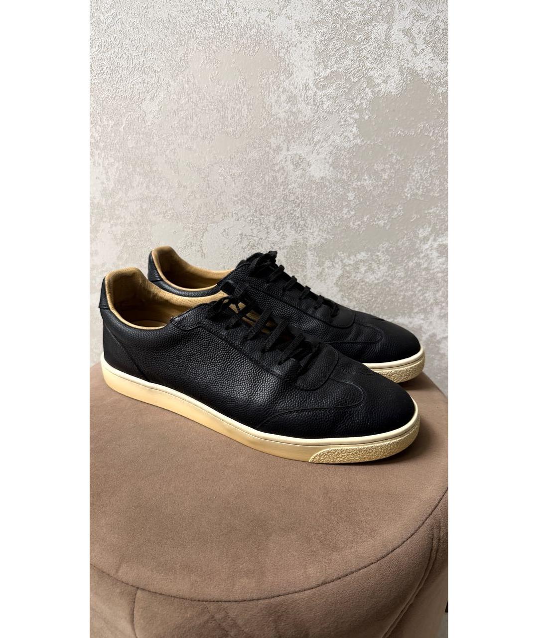 BRUNELLO CUCINELLI Черные кожаные низкие кроссовки / кеды, фото 9