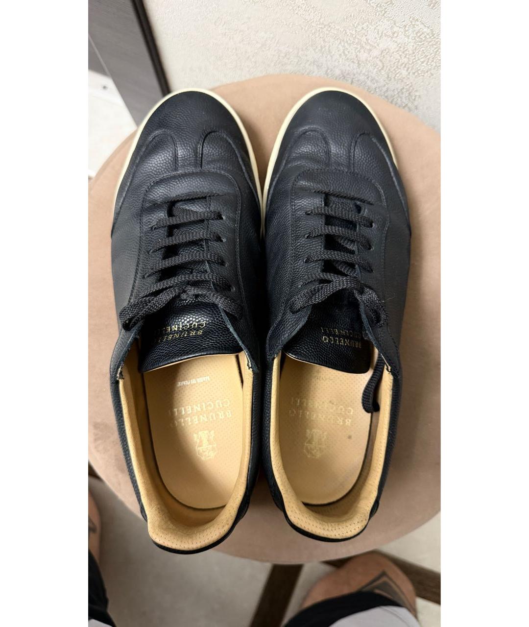 BRUNELLO CUCINELLI Черные кожаные низкие кроссовки / кеды, фото 3