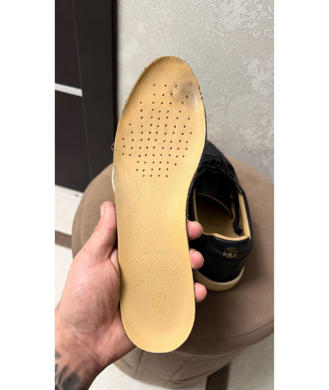 BRUNELLO CUCINELLI Черные кожаные низкие кроссовки / кеды, фото 6