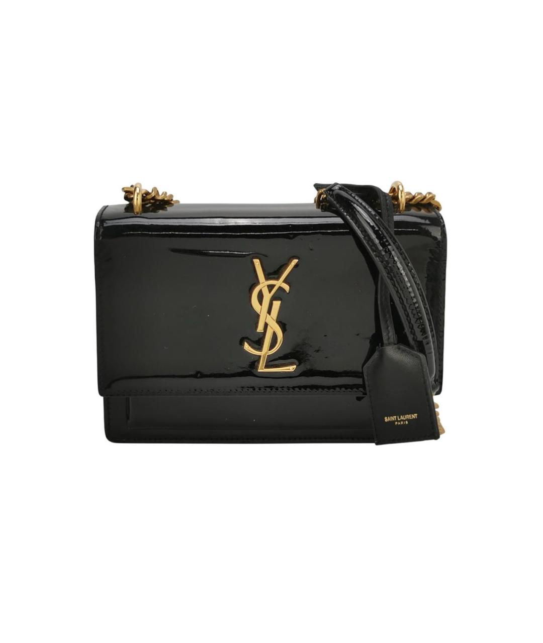 SAINT LAURENT Черная сумка через плечо из лакированной кожи, фото 1