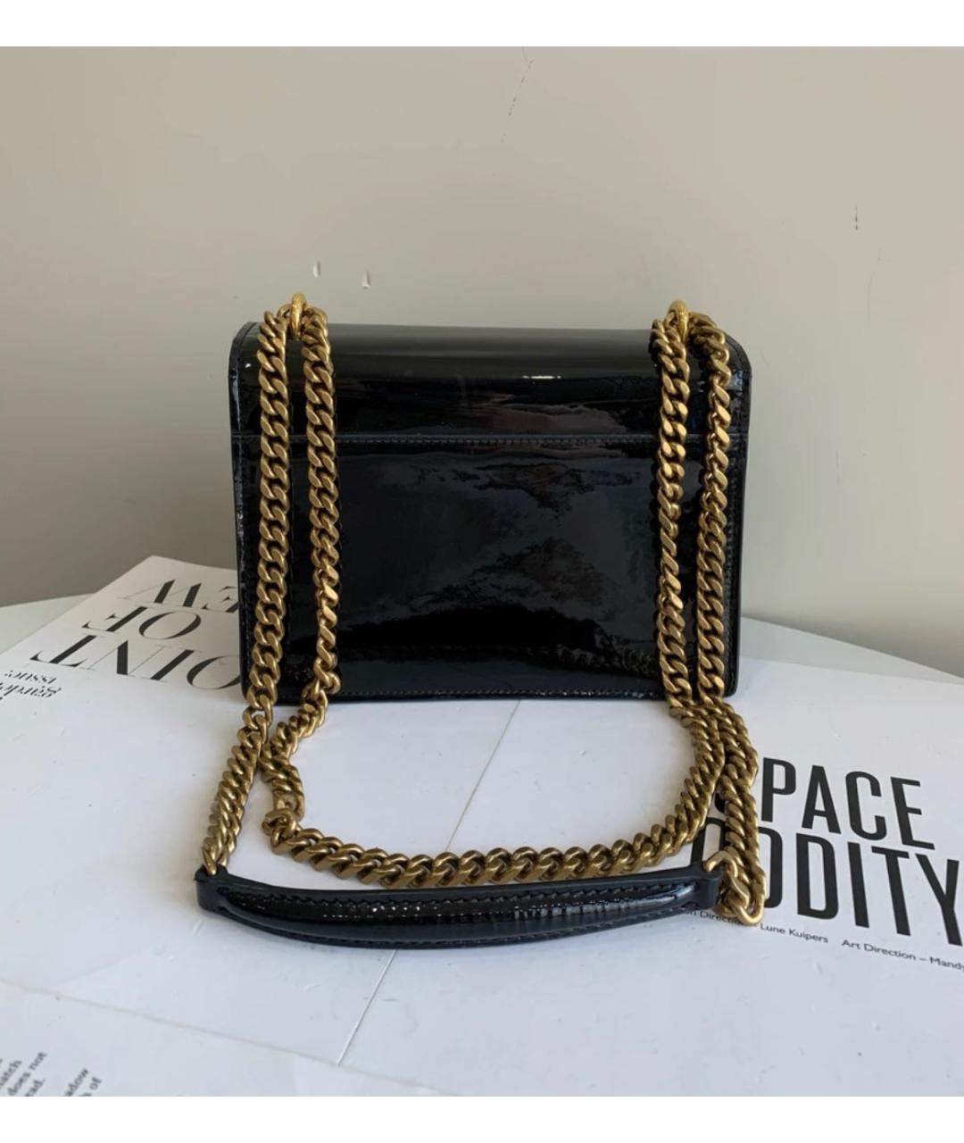 SAINT LAURENT Черная сумка через плечо из лакированной кожи, фото 3