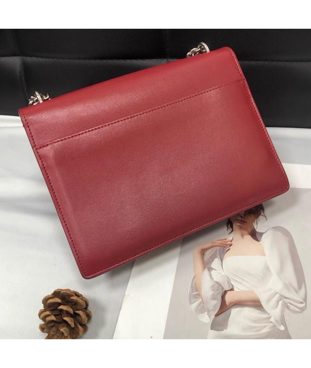 SAINT LAURENT Красная кожаная сумка через плечо, фото 3