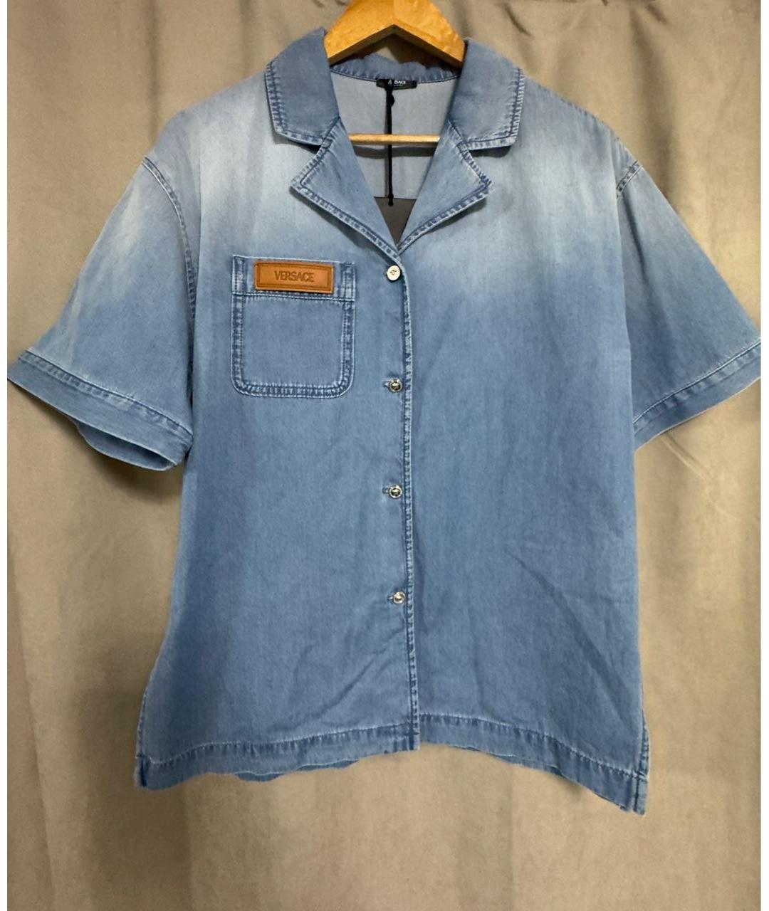 VERSACE Голубой хлопковый костюм с брюками, фото 8