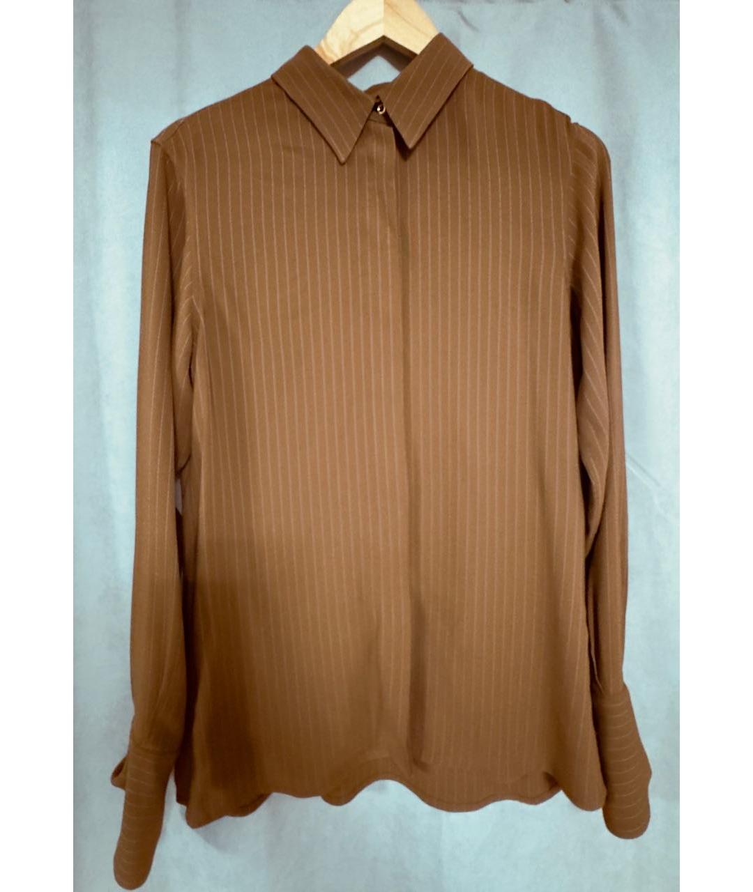 LORO PIANA Коричневая шелковая рубашка, фото 7