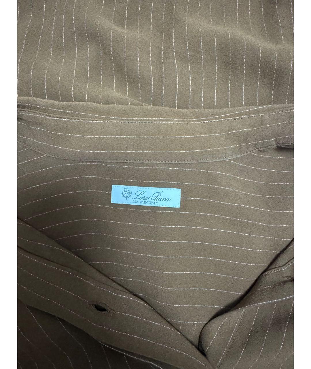 LORO PIANA Коричневая шелковая рубашка, фото 3