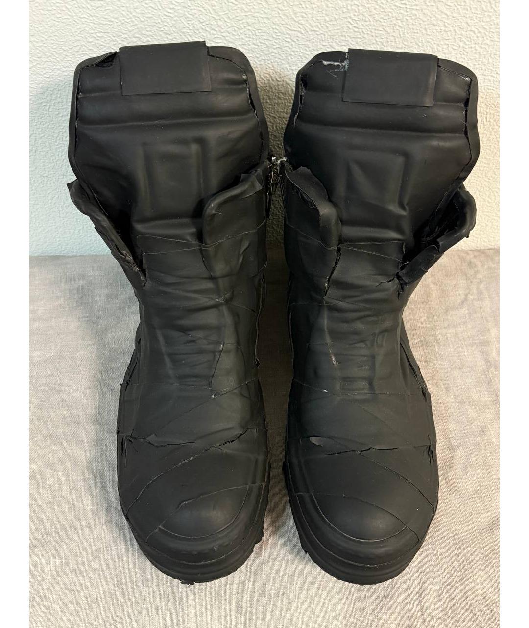 RICK OWENS Черные кожаные высокие кроссовки / кеды, фото 3