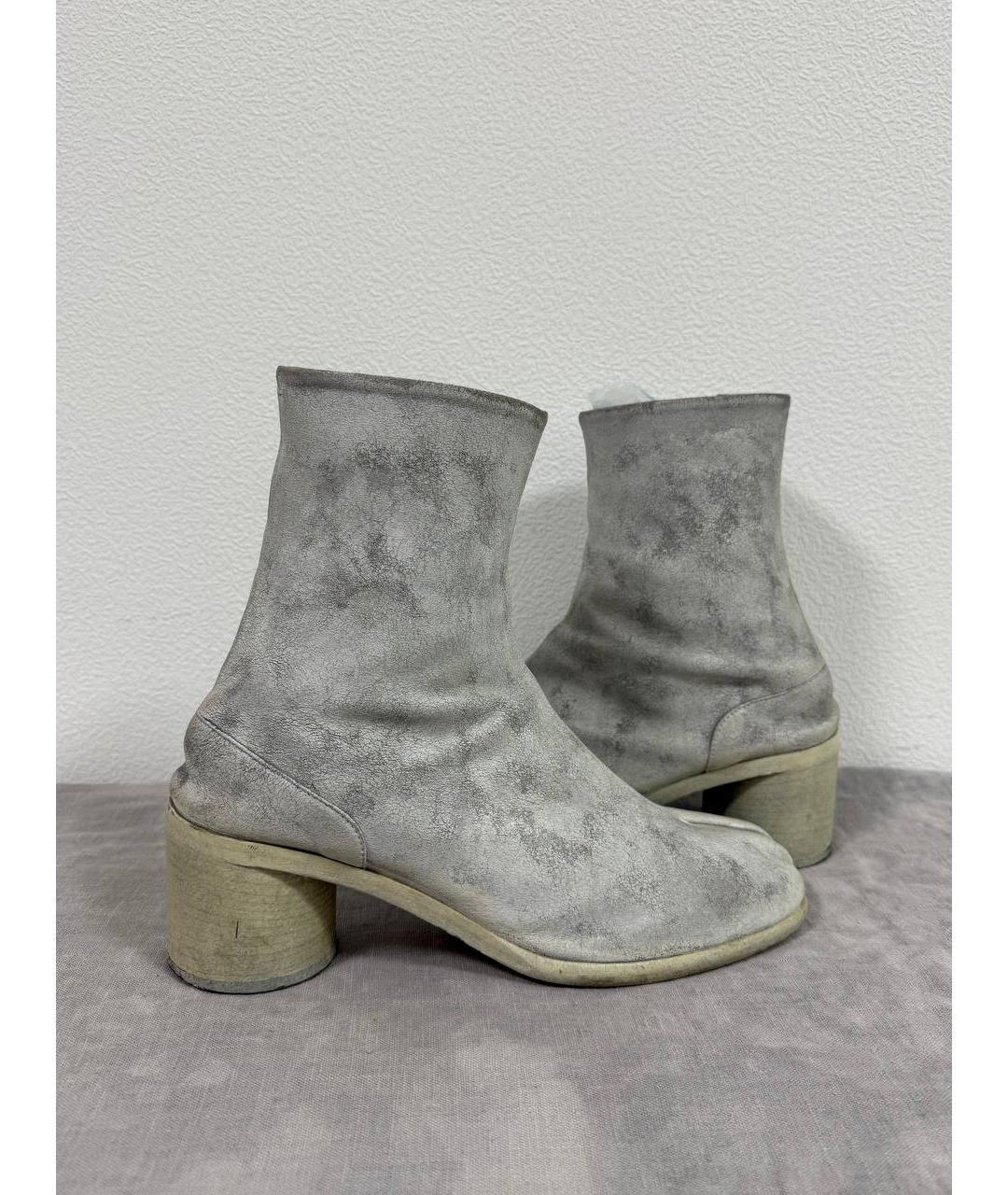 MAISON MARGIELA Серые кожаные высокие ботинки, фото 2