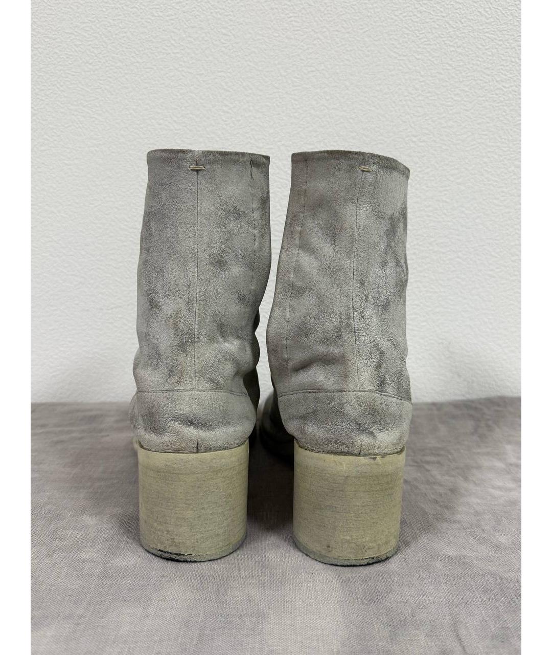 MAISON MARGIELA Серые кожаные высокие ботинки, фото 6