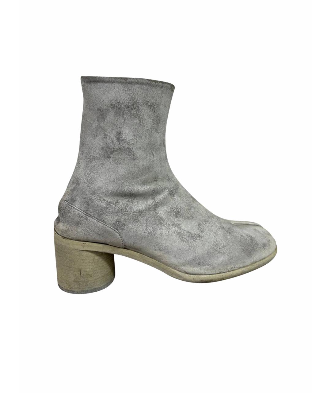 MAISON MARGIELA Серые кожаные высокие ботинки, фото 1