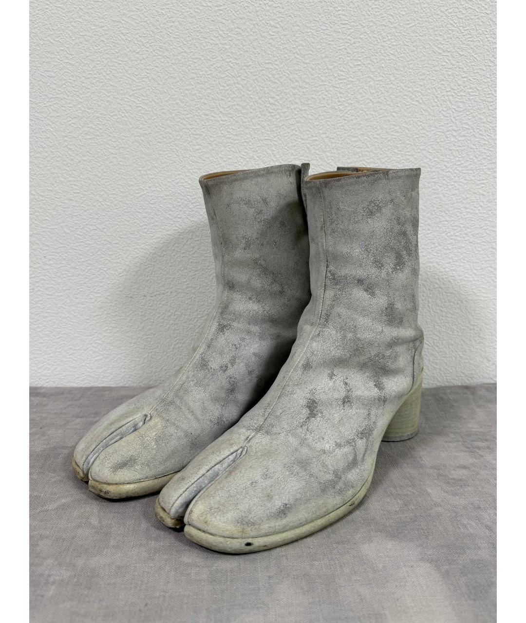 MAISON MARGIELA Серые кожаные высокие ботинки, фото 3