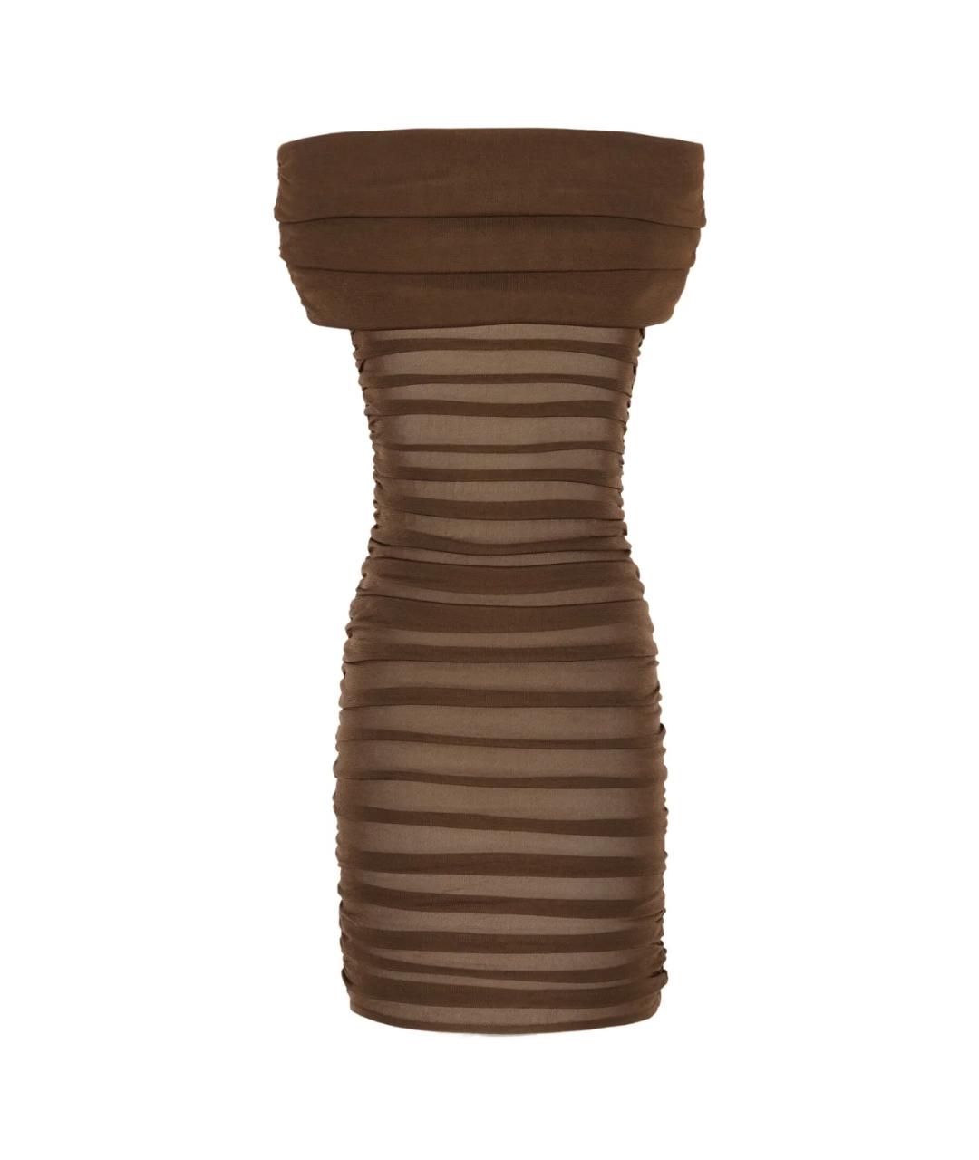 SAINT LAURENT Коричневое вискозное коктейльное платье, фото 2