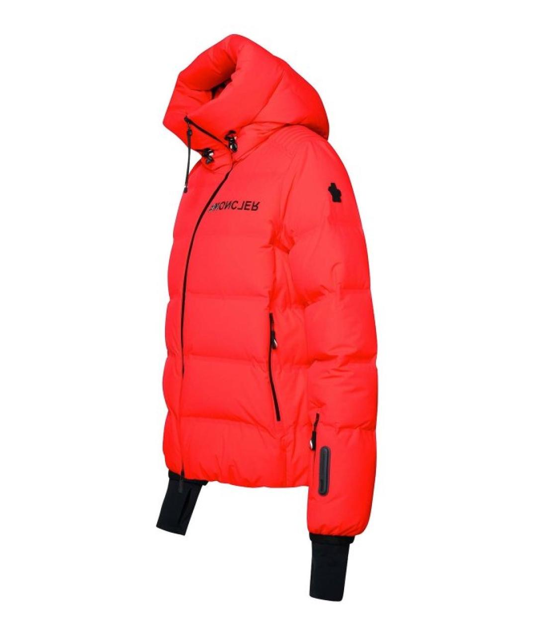 MONCLER Красный полиамидовый пуховик, фото 3