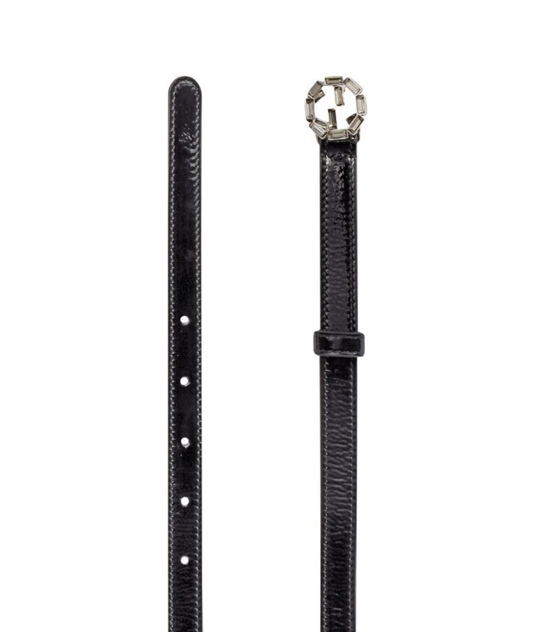 GUCCI Черный ремень из лакированной кожи, фото 2