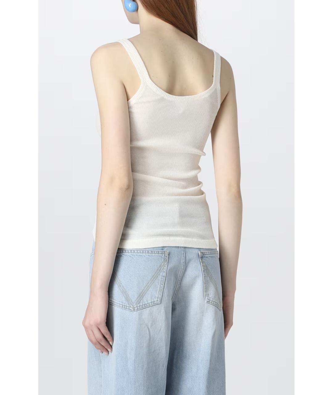 BOTTEGA VENETA Белая хлопко-эластановая майка, фото 6