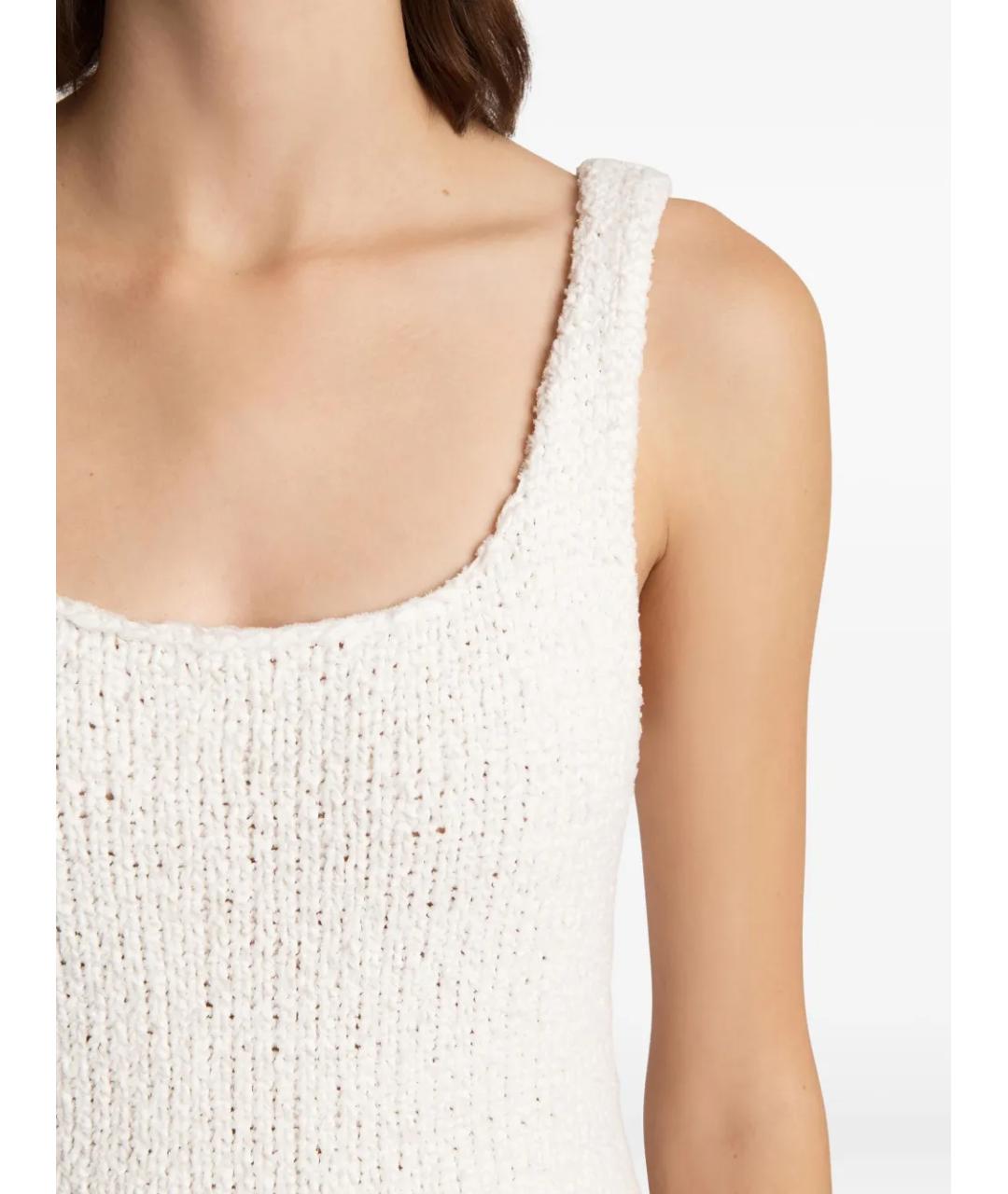 KHAITE Белое хлопко-эластановое повседневное платье, фото 3