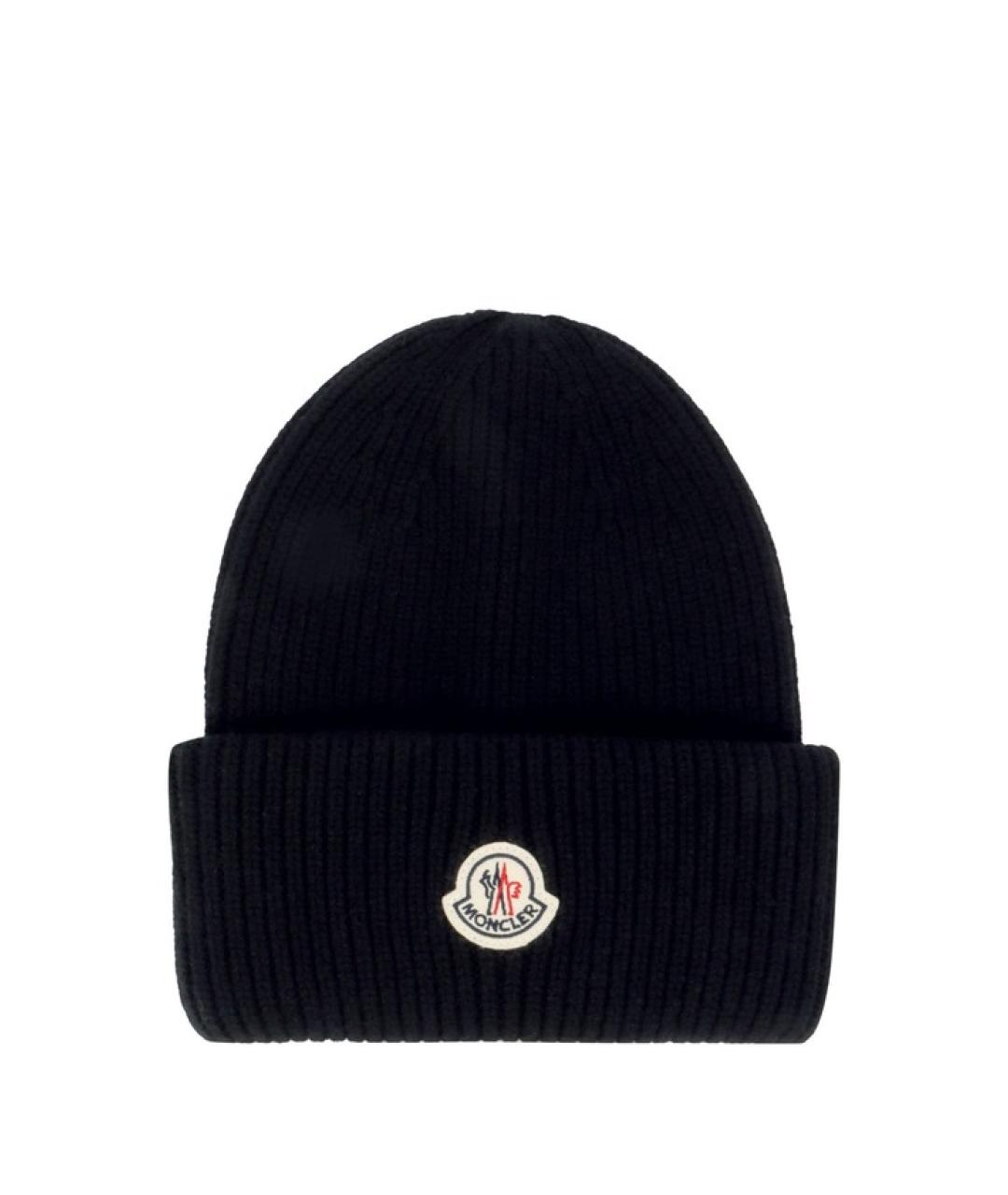 MONCLER Черная шерстяная шапка, фото 1