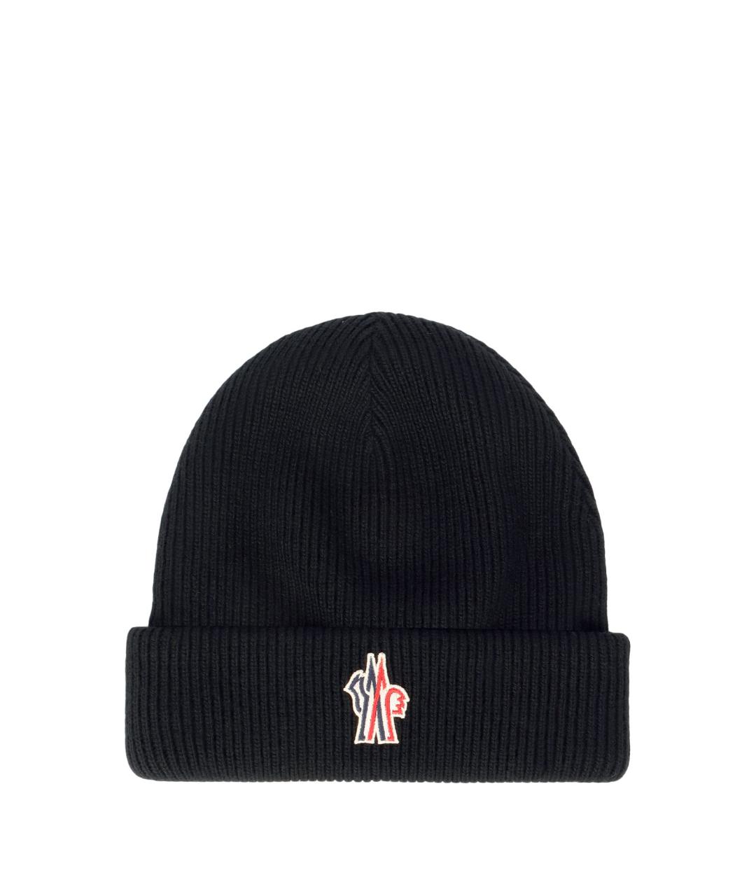 MONCLER Черная шерстяная шапка, фото 1