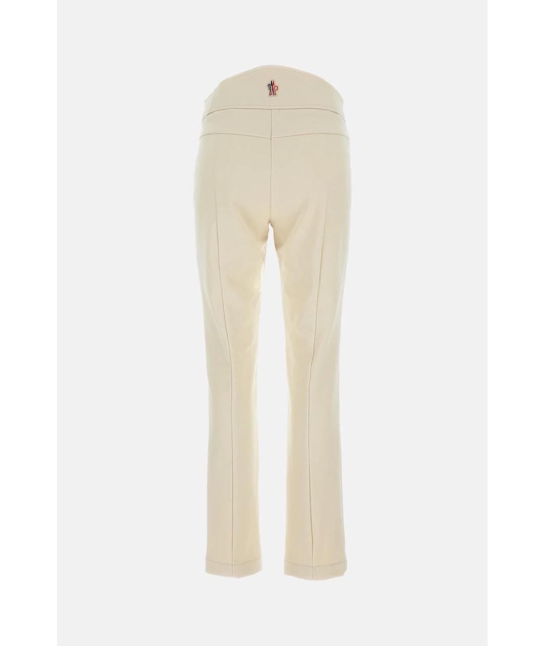 MONCLER Белые полиамидовые прямые брюки, фото 3