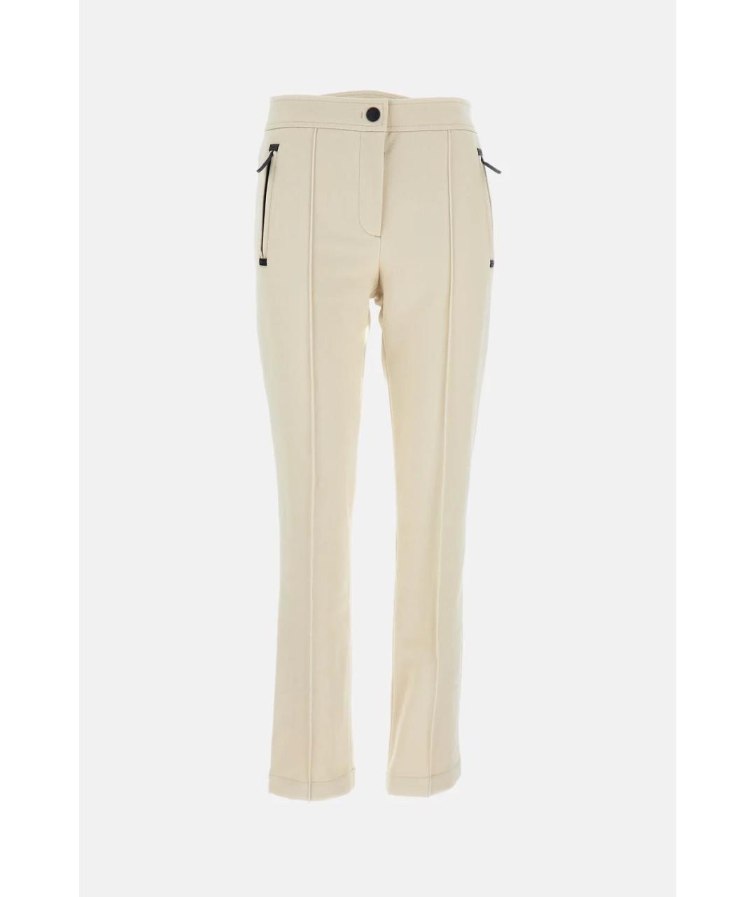 MONCLER Белые полиамидовые прямые брюки, фото 4