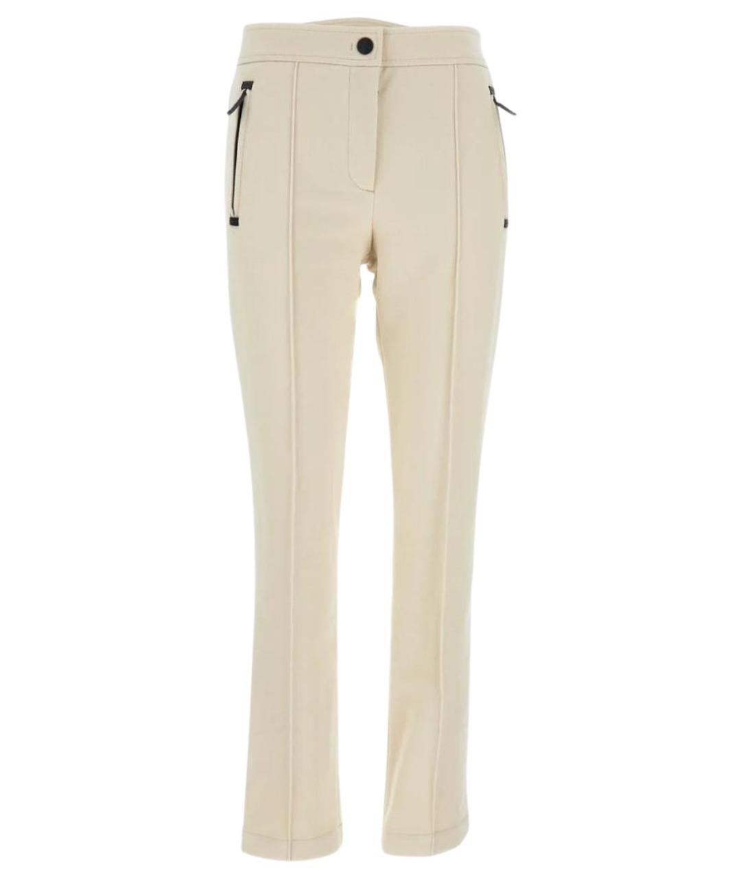 MONCLER Белые полиамидовые прямые брюки, фото 1