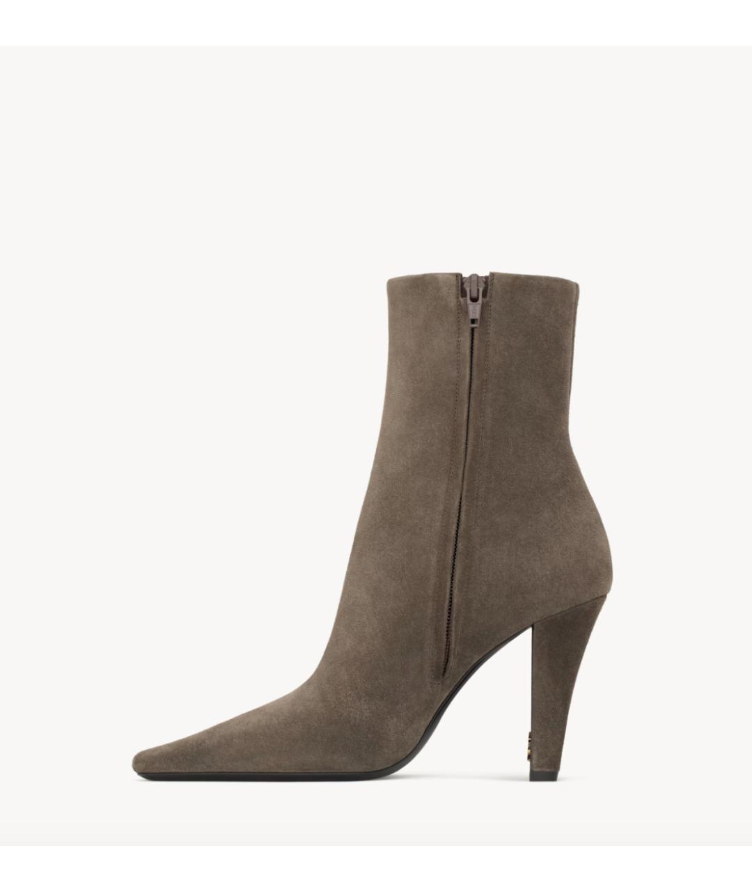 SAINT LAURENT Серые замшевые ботильоны, фото 3