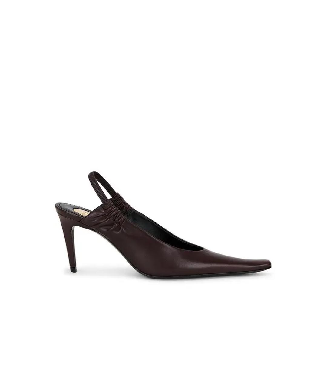 SAINT LAURENT Бордовые кожаные туфли, фото 1