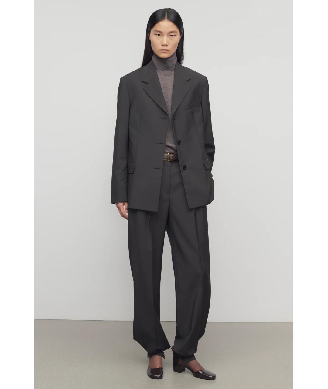 THE ROW Коричневые шерстяные прямые брюки, фото 3