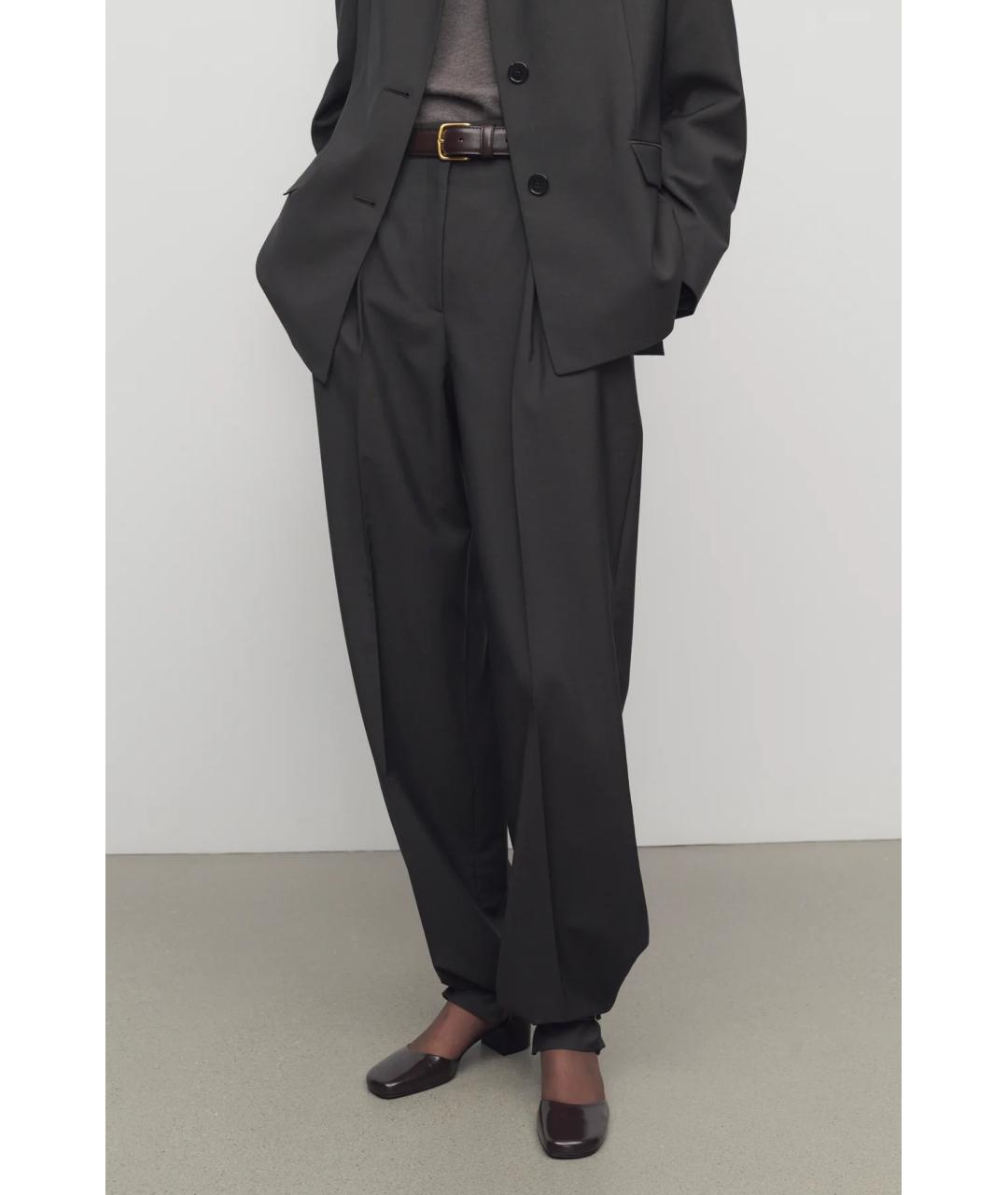 THE ROW Коричневые шерстяные прямые брюки, фото 4