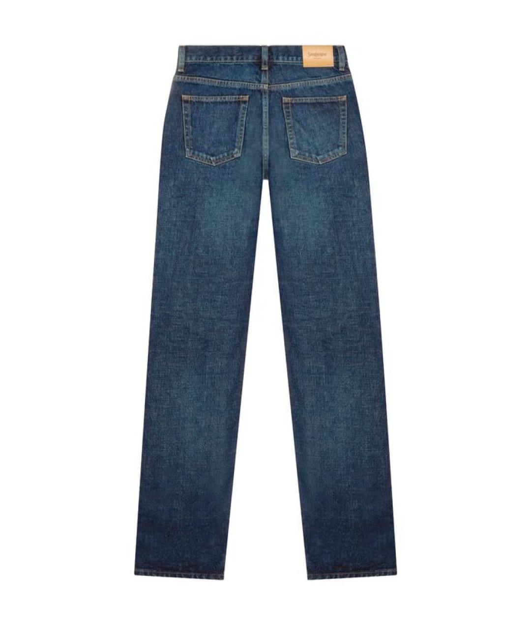 SAINT LAURENT Синие хлопковые прямые джинсы, фото 2