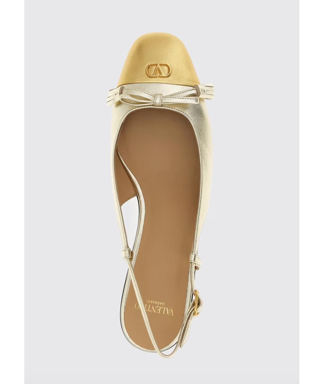 VALENTINO Золотые кожаные балетки, фото 4