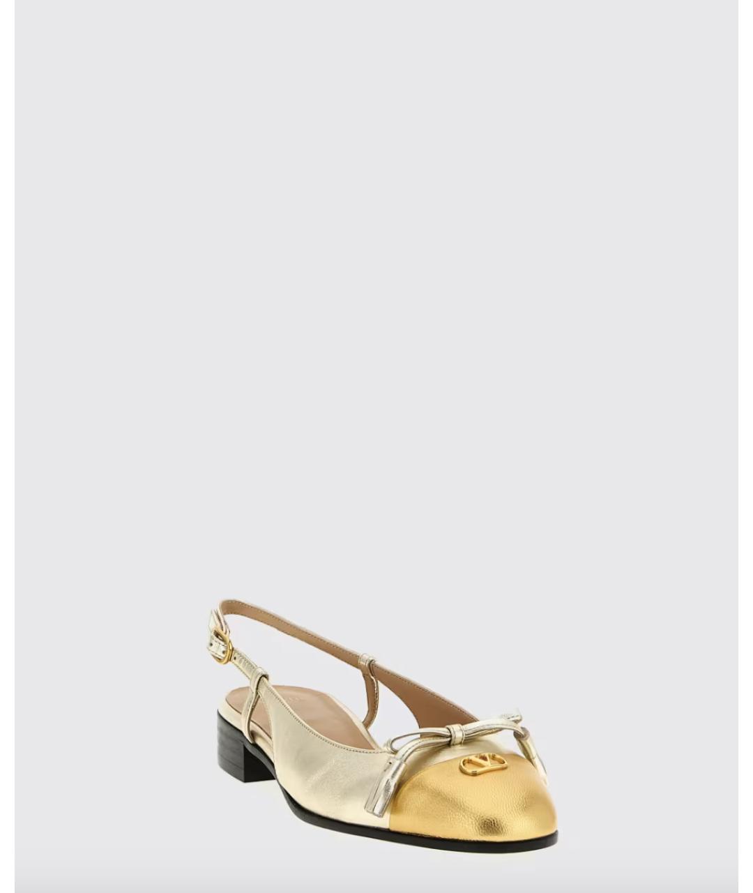 VALENTINO Золотые кожаные балетки, фото 2