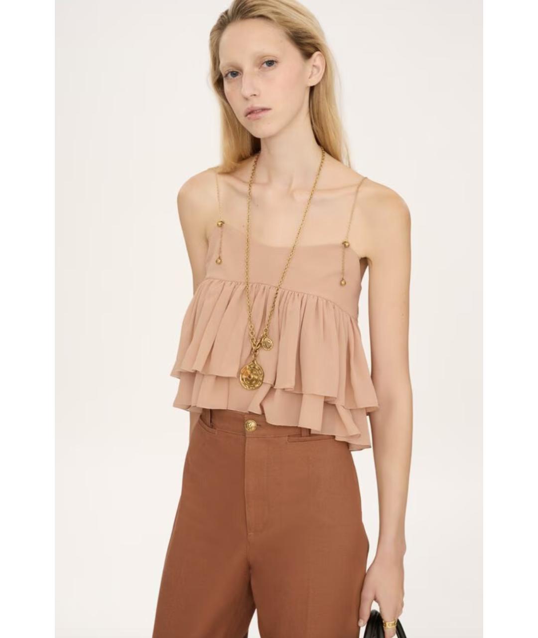 CHLOE Розовая шелковая блузы, фото 2