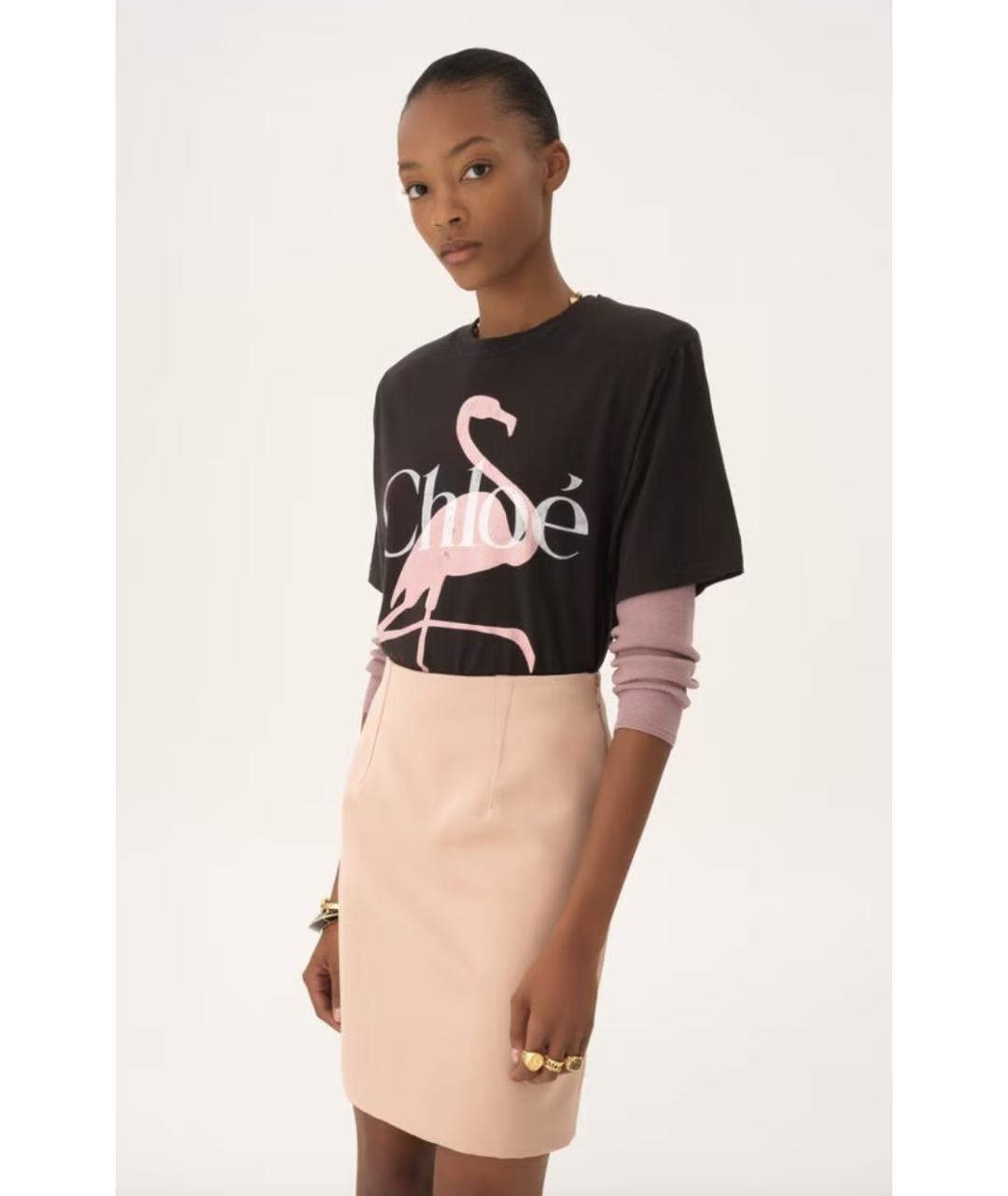 CHLOE Черная хлопковая футболка, фото 5