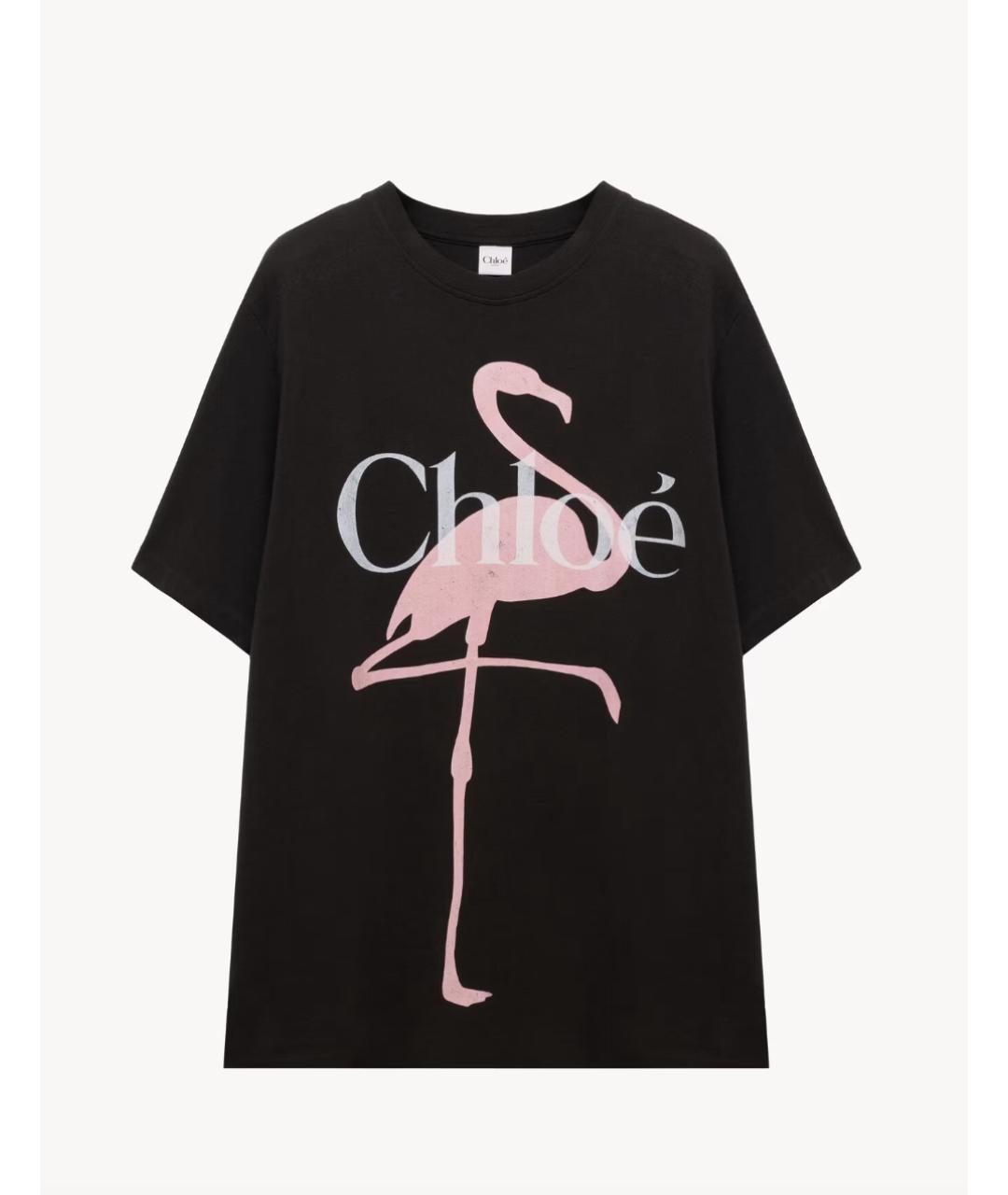 CHLOE Черная хлопковая футболка, фото 6