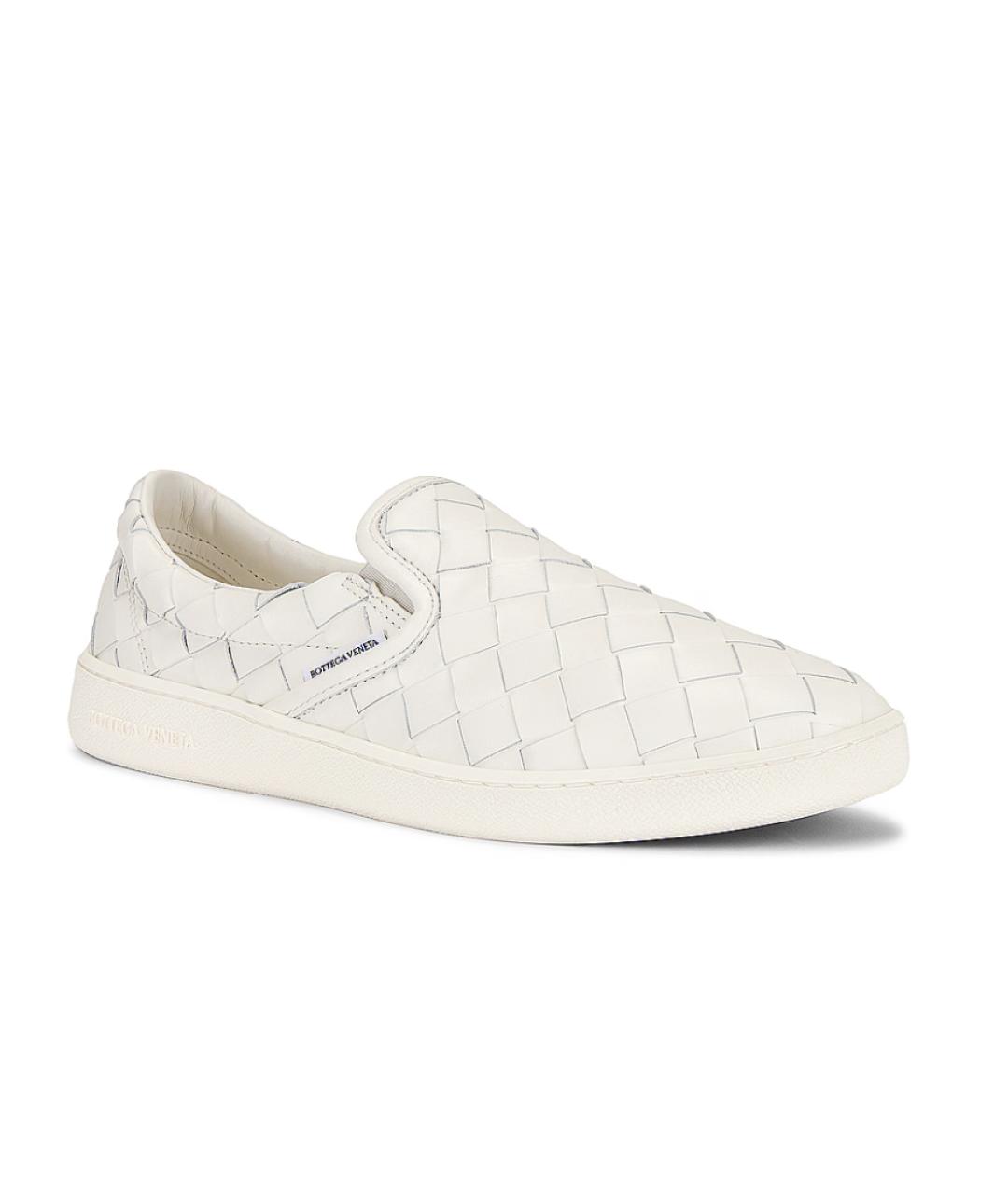 BOTTEGA VENETA Белые кожаные слипоны, фото 2