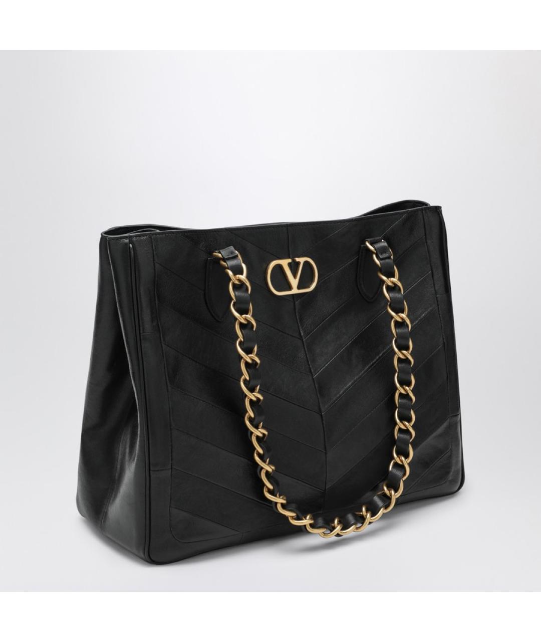 VALENTINO Черная кожаная сумка тоут, фото 3