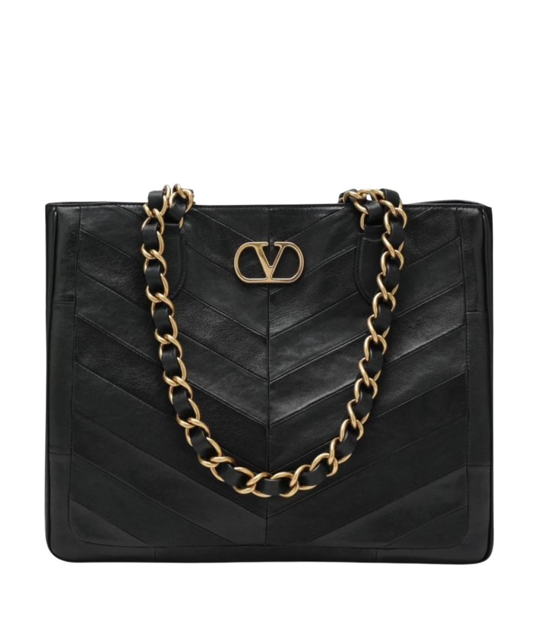 VALENTINO Черная кожаная сумка тоут, фото 1