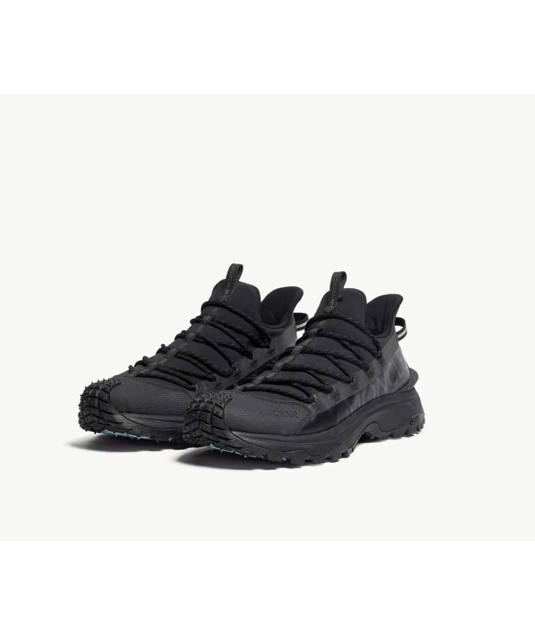 MONCLER Черные синтетические низкие кроссовки / кеды, фото 4